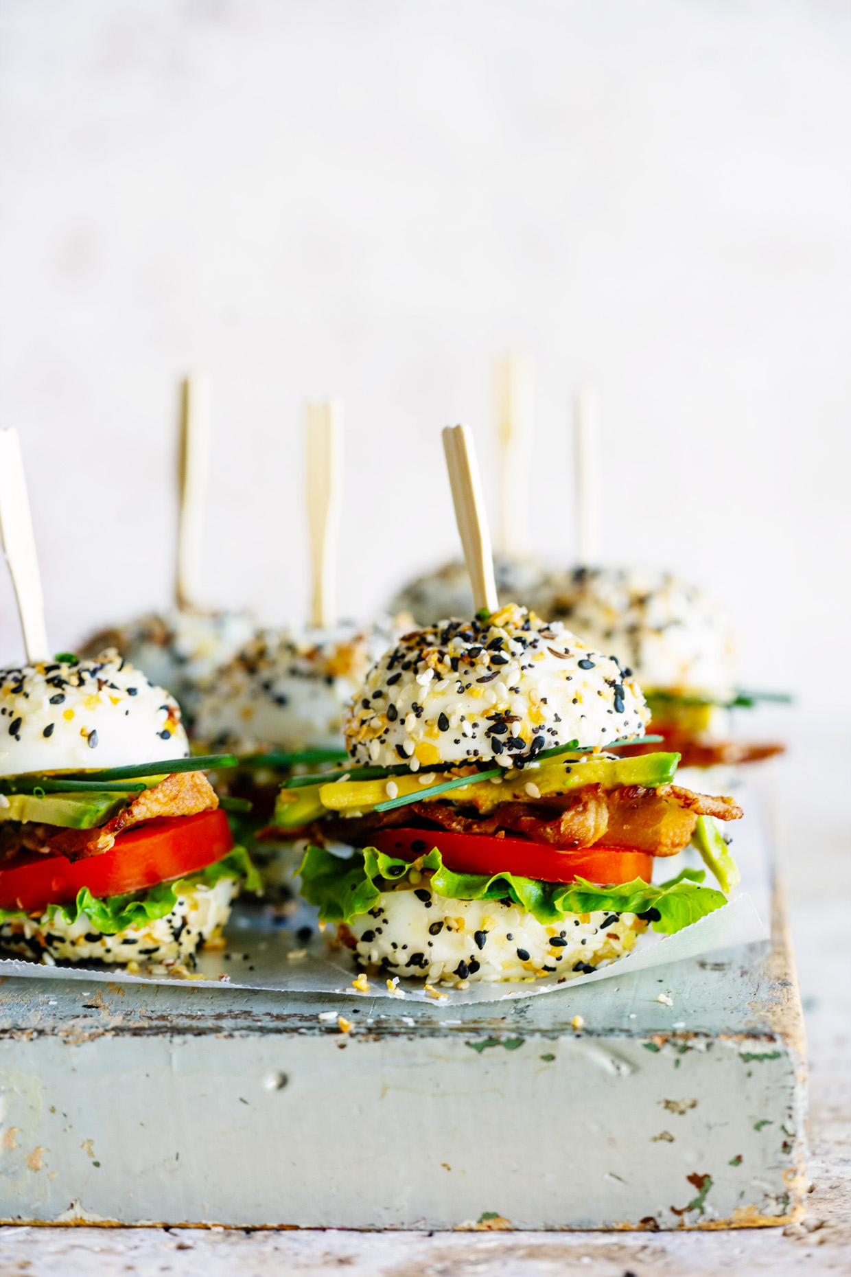 Bun-less Everything Egg BLT Slider ~ Paleo and gluten-free riff on the classic BLT sandwhich.