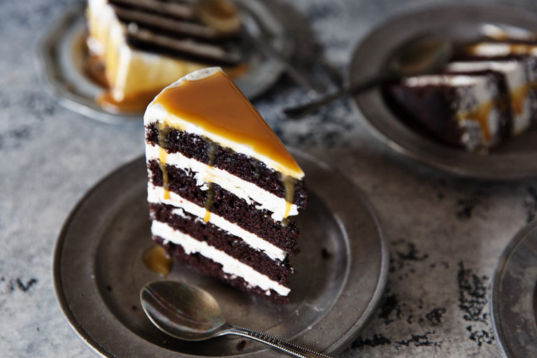 chocolate caramel cake via real food by dad