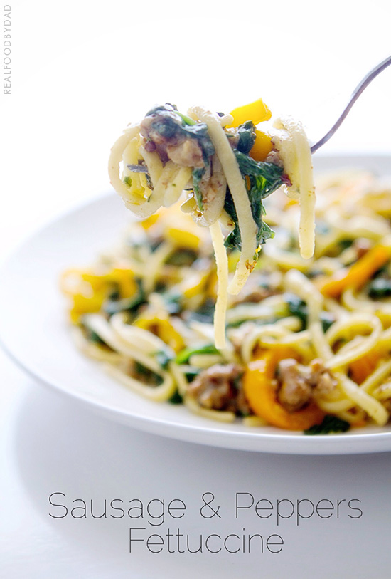Sausage and Peppers Fettucine via Real Food by Dad