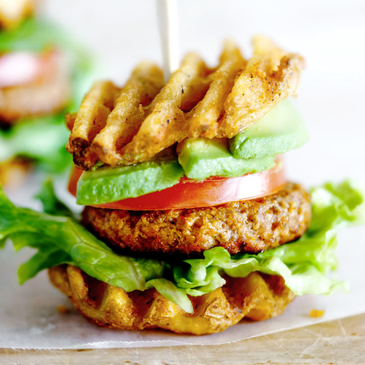 Waffled Vegetarian Breakfast Sliders ~ A fun vegetarian breakfast that everyone will enjoy!