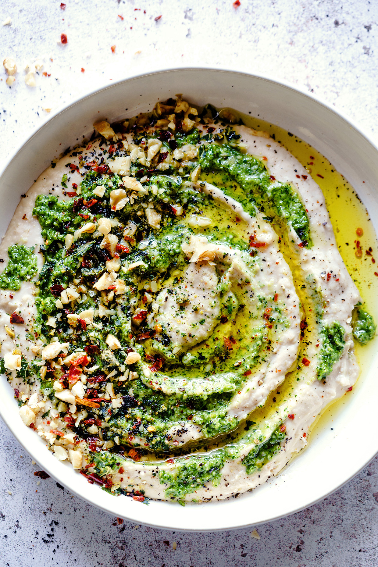 Warm Bean and Walnut Pesto Dip