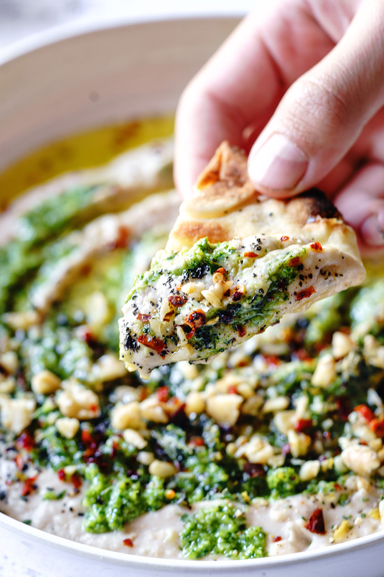 Warm Bean and Walnut Pesto Dip